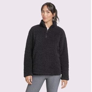 Eddie Bauer Women's Fireside Plush 1/4-Zip Fleece sweater black size Small